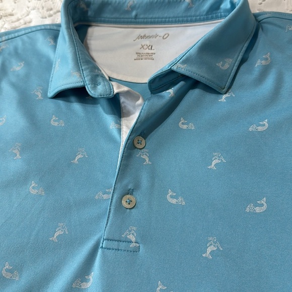 Johnnie-O Blue Performance Golf Mermaid Print Polo Men’s Size XXL - Picture 5 of 9